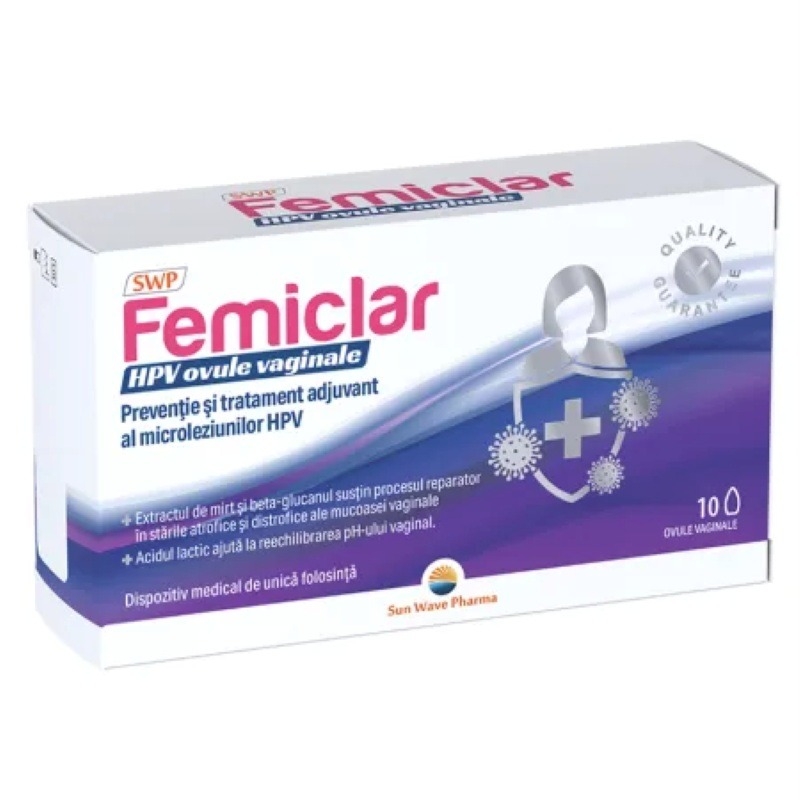 Femiclar HPV, 10 ovule, Sun Wave Pharma Femiclar HPV, 10 ovule, Sun Wave Pharma