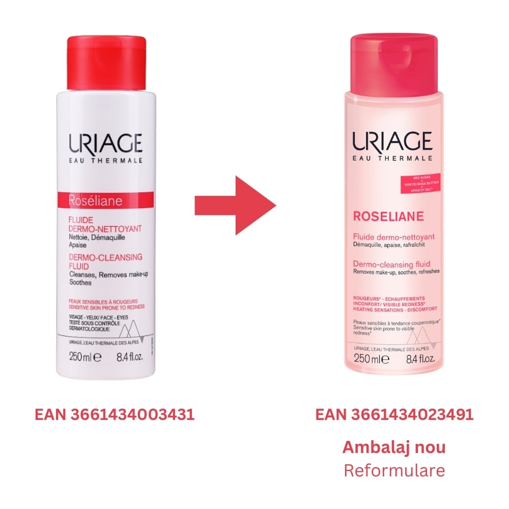 Fluid de curatare anti-roseata Roseliane, 250 ml, Uriage