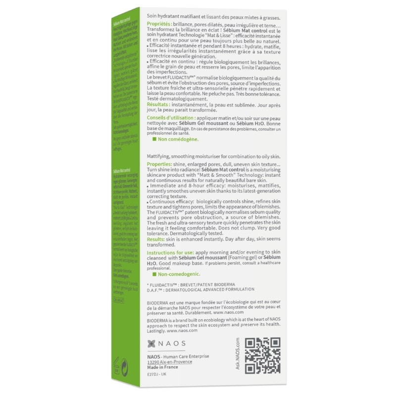 Fluid hidratant matifiant Sebium Mat Control, 30 ml, Bioderma
