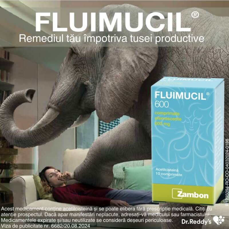 Fluimucil, 600 mg, 10 comprimate efervescente, Zambon
