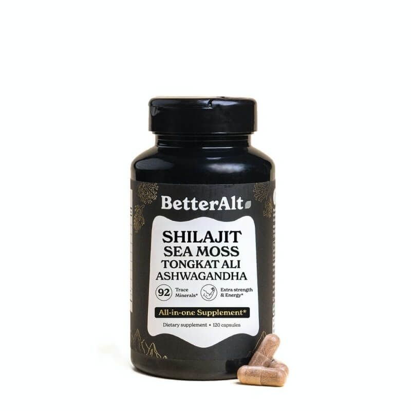 Formula de Shilajit cu alge marine, Ashwagandha si Tongkat Ali Better Alt, 120 capsule, GNC