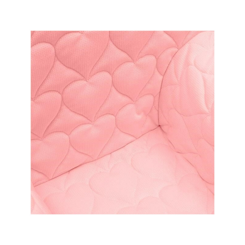 Fotoliu din burete pentru copii, Cu buzunar lateral, Din tesatura de catifea, Cu Husa detasabila, Hearts, Din materiale certificate Oeko Tex Standard 100, New Baby, 9 luni - 5 ani, Pink