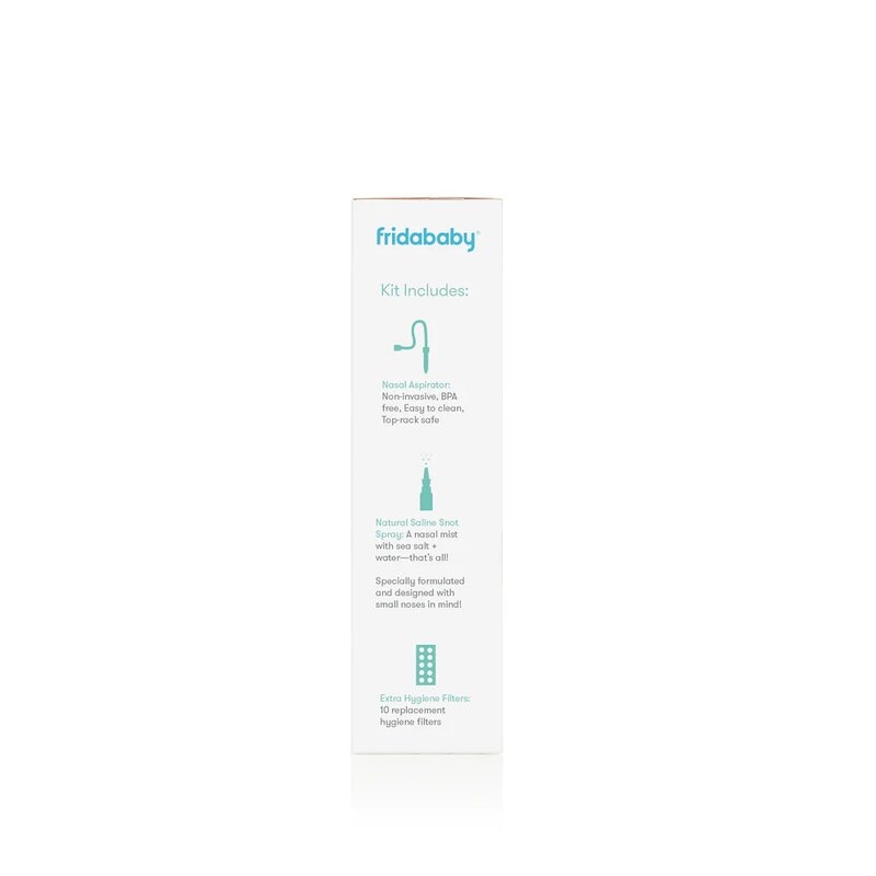FridaBaby - Kit aspirator nazal, 3 in 1, Cu spray cu apa de mare, 10 filtre igienice, Testat si recomandat de pediatrii suedezi, Fara ftalati si BPA, Transparent