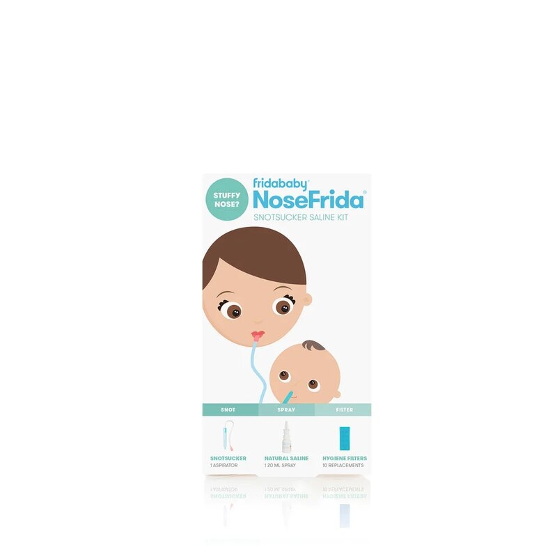 FridaBaby - Kit aspirator nazal, 3 in 1, Cu spray cu apa de mare, 10 filtre igienice, Testat si recomandat de pediatrii suedezi, Fara ftalati si BPA, Transparent