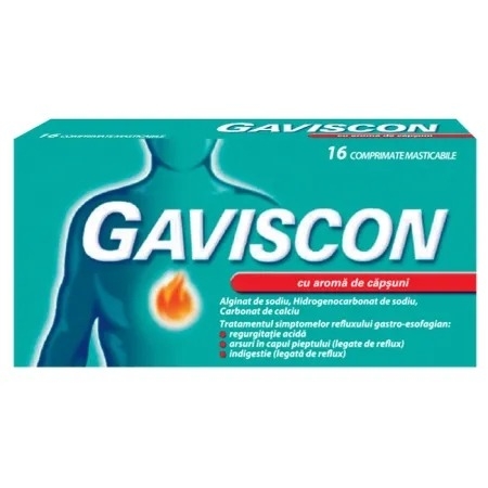 Gaviscon capsuni, 16 comprimate masticabile, Reckitt Benckiser Gaviscon capsuni, 16 comprimate masticabile, Reckitt Benckiser