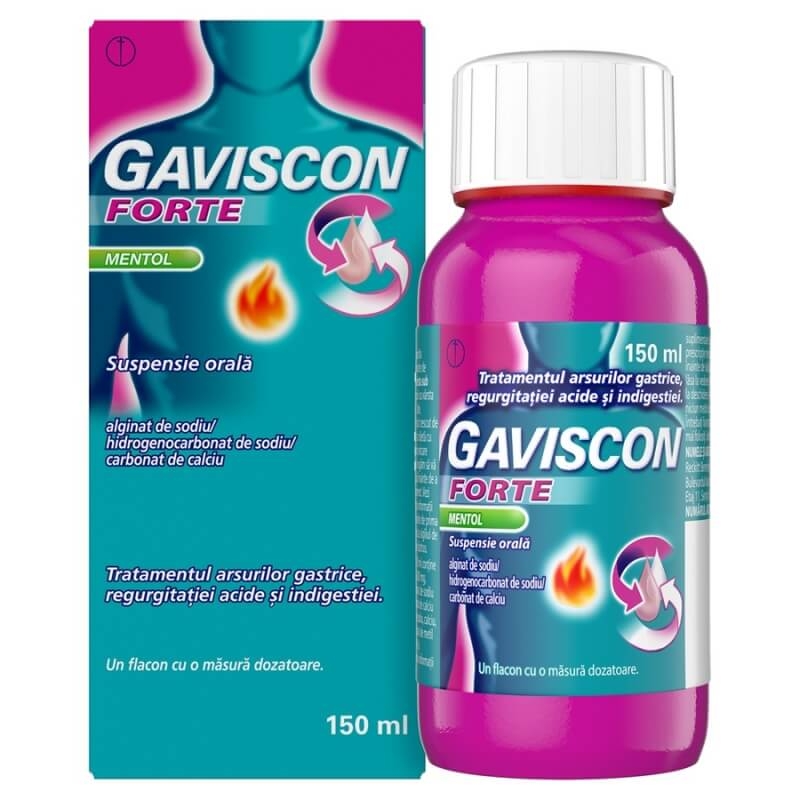 Gaviscon Forte Mentol suspensie orala, 150 ml, Reckitt Benckiser Gaviscon Forte Mentol suspensie orala, 150 ml, Reckitt Benckiser