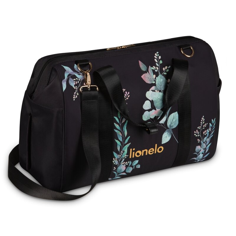 Geanta pentru mamici, Lionelo, Ida, Golden Moments, Editie limitata, Cu multiple compartimente, Negru
