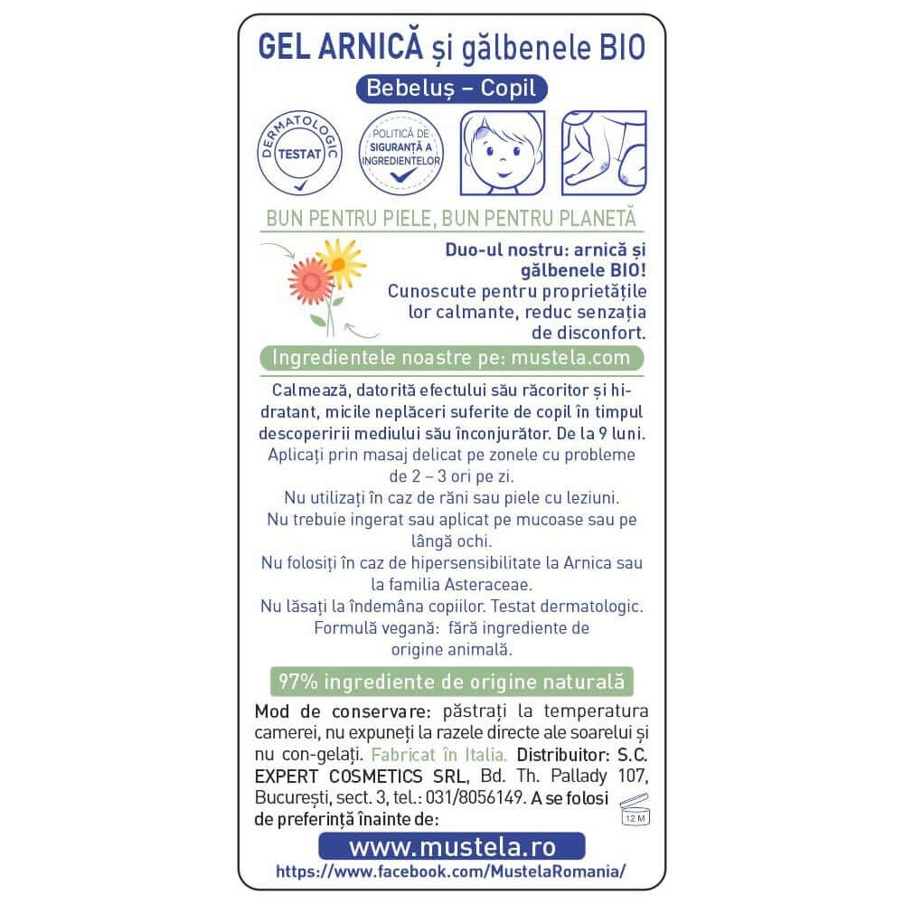 Gel bio cu arnica si galbenele, 100 ml, Mustela