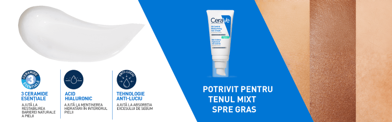 Gel-crema hidratant ten mixt si gras Oil Control, 52 ml, Cerave