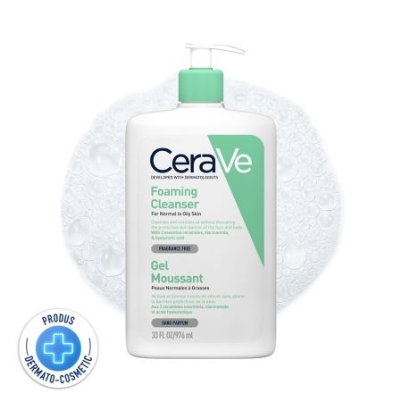 Gel de curatare spumant piele normal-mixta, 976 ml, Cerave Gel de curatare spumant piele normal-mixta, 976 ml, Cerave