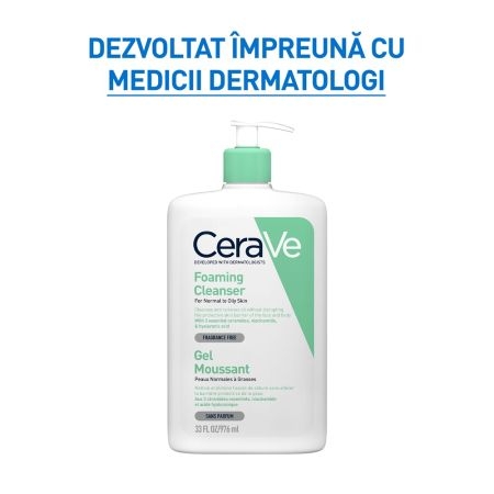 Gel de curatare spumant piele normal-mixta, 976 ml, Cerave Gel de curatare spumant piele normal-mixta, 976 ml, Cerave