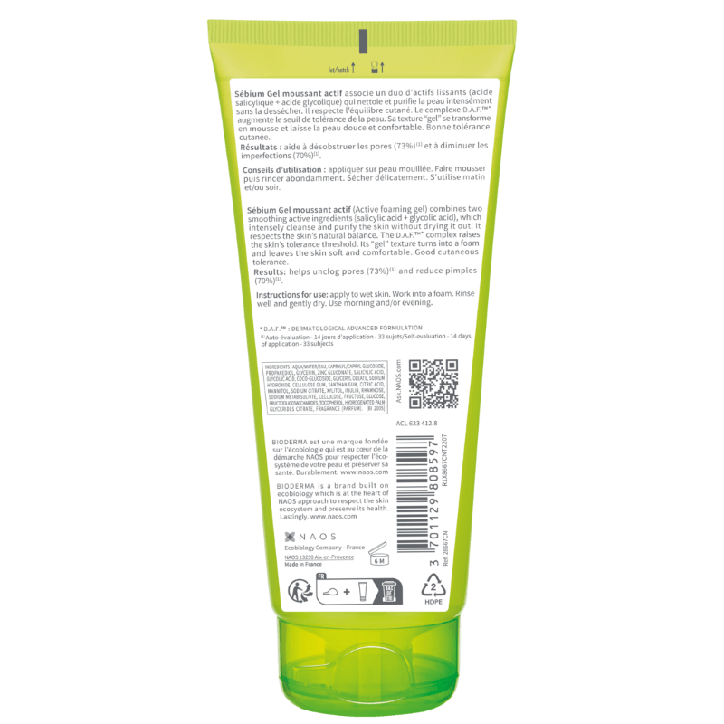 Gel spumant activ Sebium, 200 ml, Bioderma