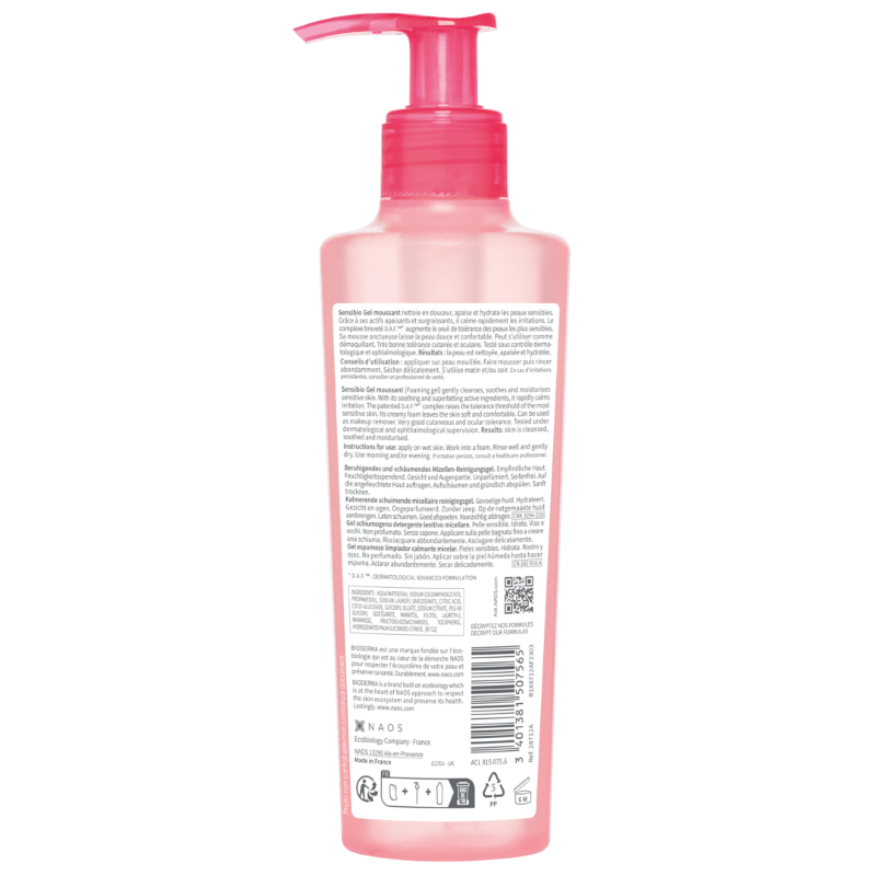 Gel spumant calmant si hidratant Sensibio, 200 ml, Bioderma
