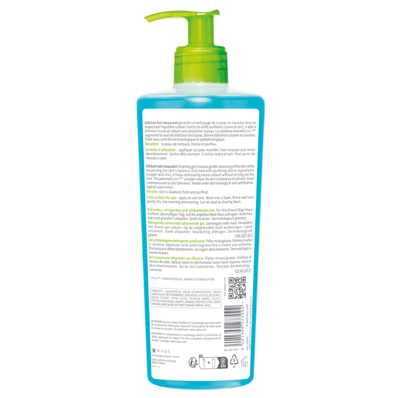 Gel spumant Sebium, 500 ml, Bioderma