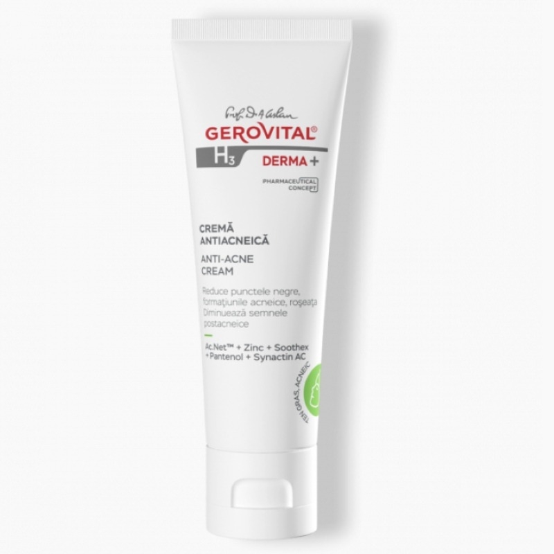 Crema antiacneica H3 Derma+, 50 ml, Gerovital
