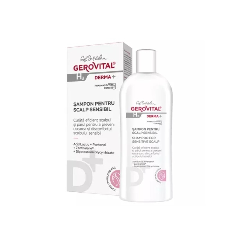 Sampon pentru scalp sensibil H3 Derma+, 200 ml, Gerovitall