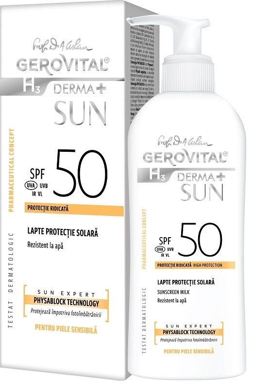 H3 Derma+ Sun lapte protectie solara SPF 50+, 150ml, Gerovital