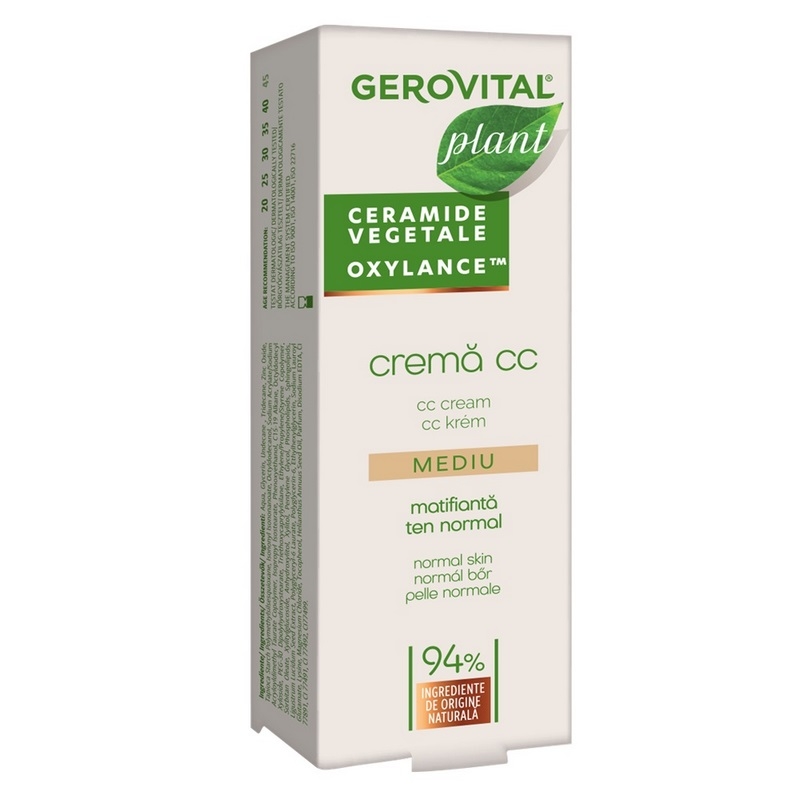 Crema CC mediu matifianta Poliplant Microbiom Protect Plant, 30 ml, Gerovital