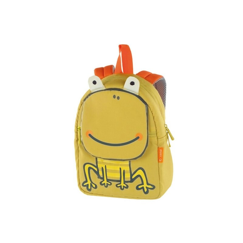 Ghiozdanel, Jane, Frog, Cu un compartiment interior pentru sticla, Inchidere cu fermoar, Bretele si spate captusite si moi, Cu eticheta pentru nume, 20.5 x 9 x 30 cm