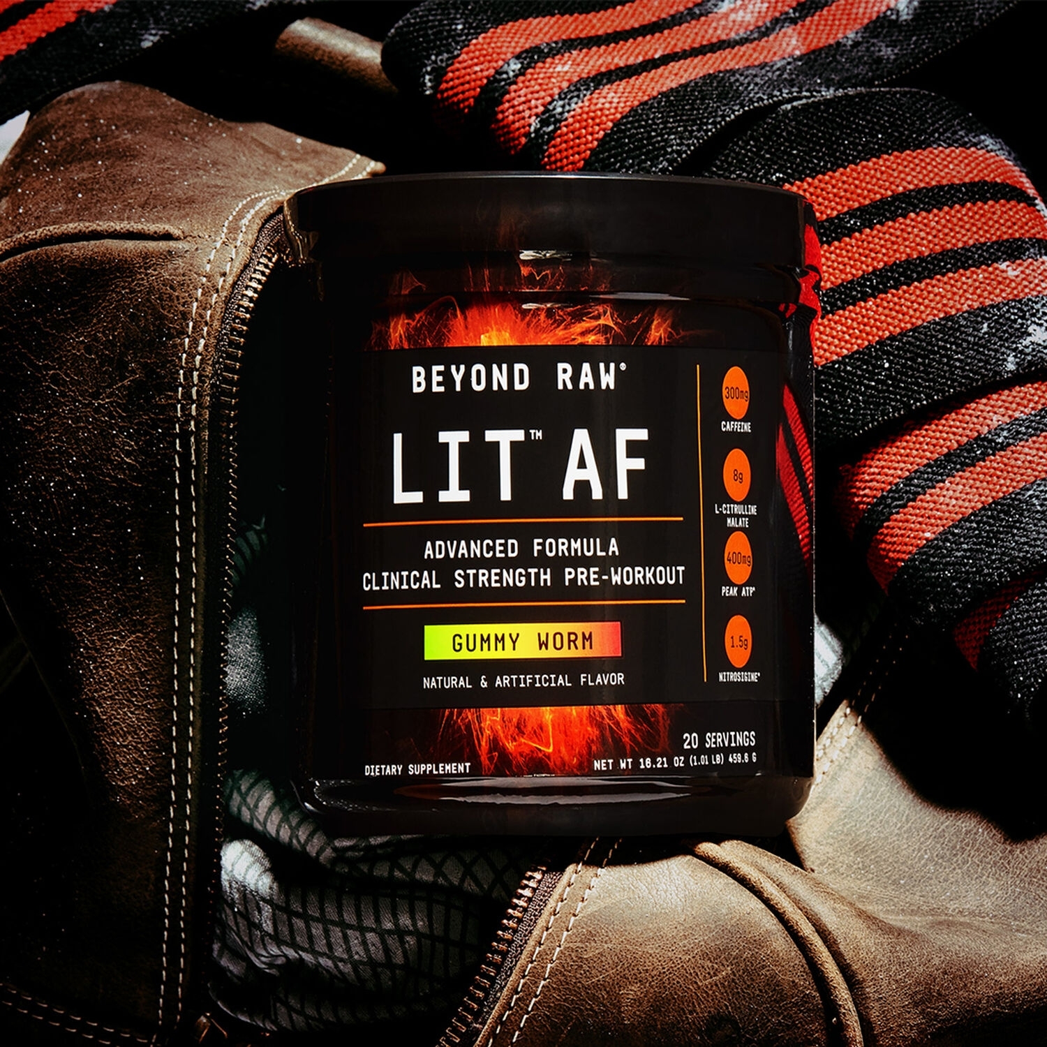 Pre-workout cu aroma de lamaie LIT AF, 446.4 g, Beyond Raw