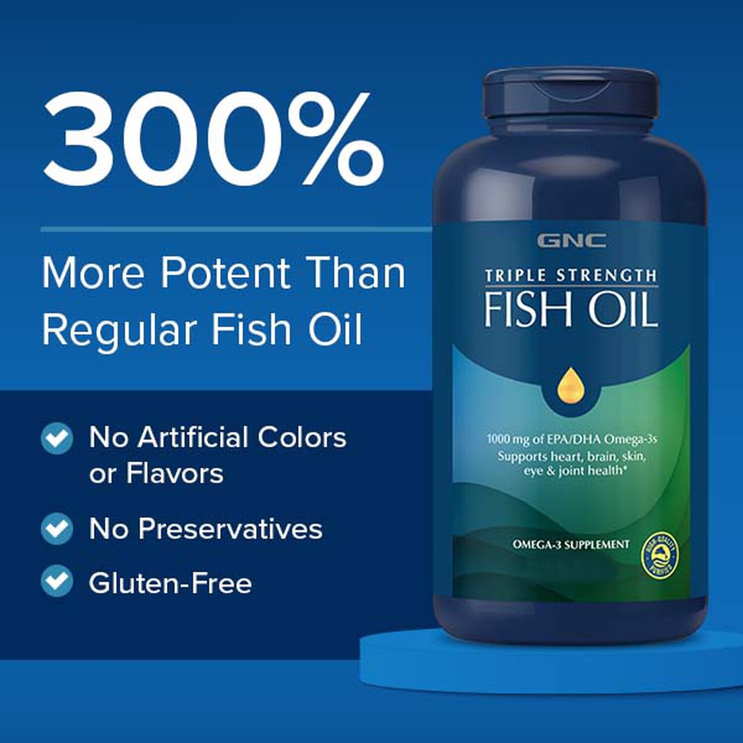 Ulei de peste 1000 mg omega 3 EPA si DHA Triple Strength, 120 capsule, GNC