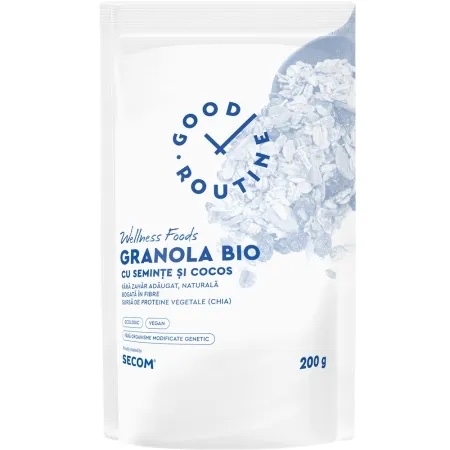 Granola Bio cu seminte si cocos Good Routine Wellness Foods, 200 g, Secom Granola Bio cu seminte si cocos Good Routine Wellness Foods, 200 g, Secom