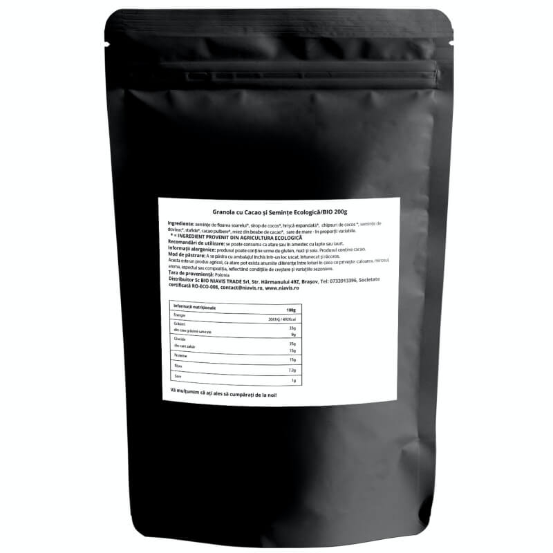 Granola cu cacao si seminte ecologica, 200 g, Niavis