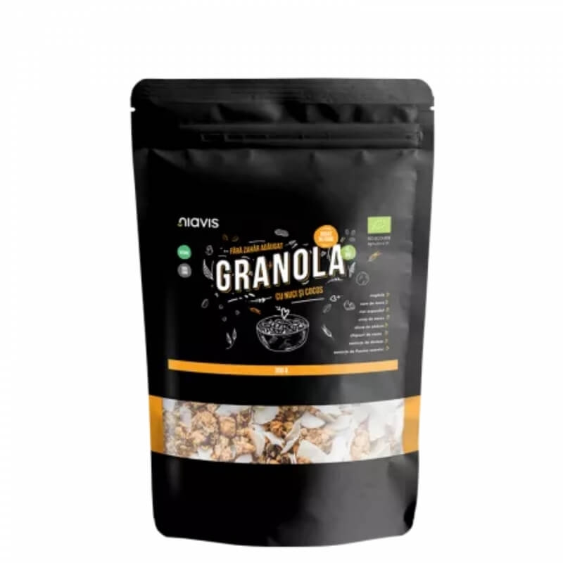 Granola cu nuci si cocos ecologica, 200 g, Niavis