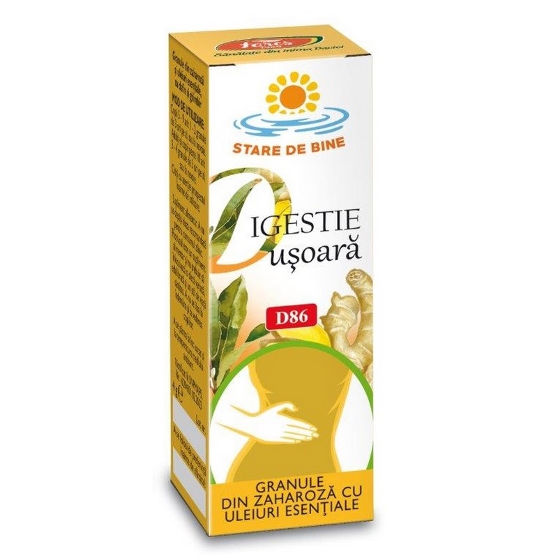 Granule din zaharoza cu uleiuri esentiale Digestie usoara D86, 4 g, Fares