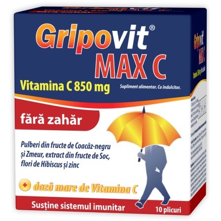 Gripovit Max C fara zahar, 10 plicuri, Zdrovit Gripovit Max C fara zahar, 10 plicuri, Zdrovit