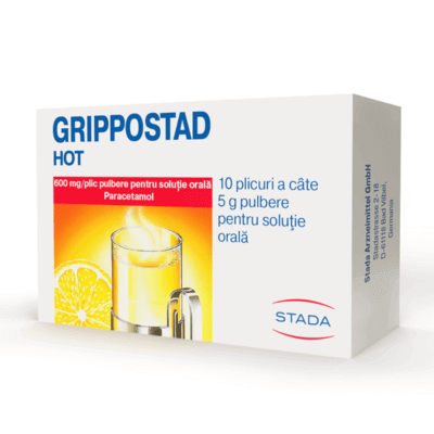 Grippostad Hot 600 mg/plic pulbere pentru solutie orala, 10 plicuri, Stada