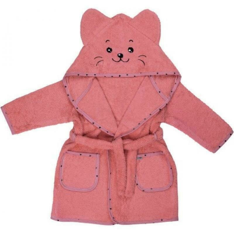 Halat de baie cu urechi Kitty, Cu buzunare, Cu cordon, Bubaba, 2 - 4 ani, Marime 98/104, Pink