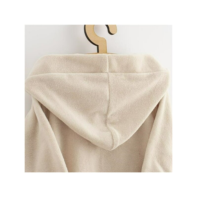 Halat de baie pentru copii, Cu buzunare, Cu cordon, Marime 80/86, Dim bumbac 100%, New Baby, Comfortably beige