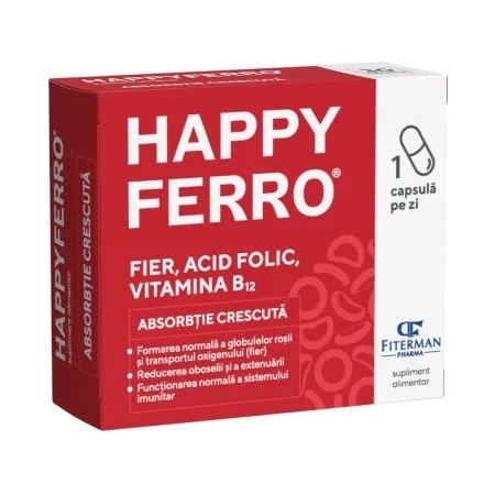 Happy Ferro, 30 capsule, Fiterman Pharma Happy Ferro, 30 capsule, Fiterman Pharma