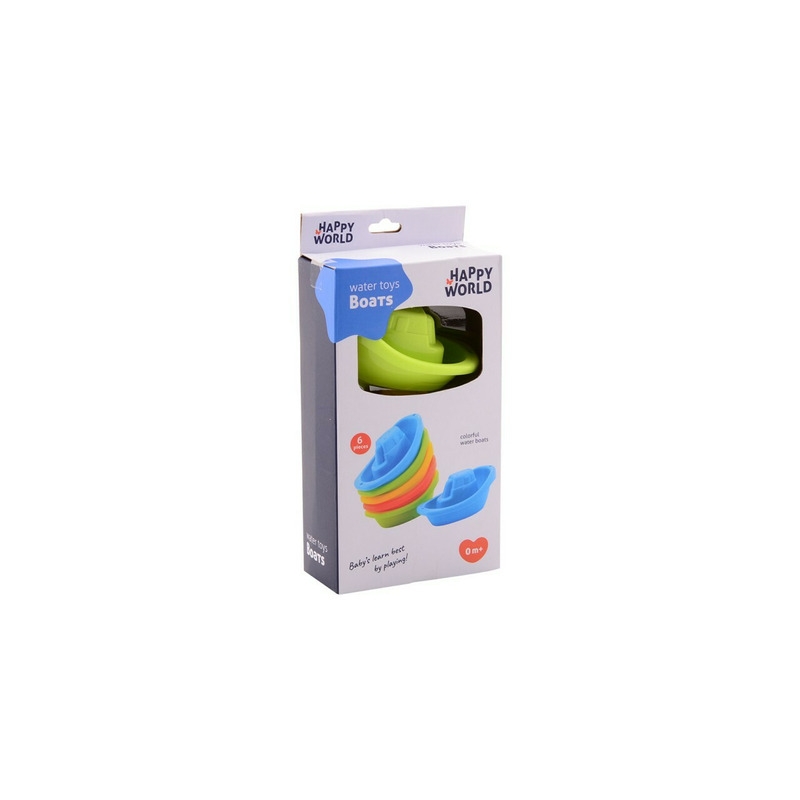 Happy World - Set 6 barcute pentru baie, 12 x 6 x 6 cm, 6 luni - 4 ani, Conform cu standardul de siguranta EN71, Multicolor