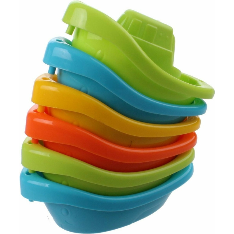 Happy World - Set 6 barcute pentru baie, 12 x 6 x 6 cm, 6 luni - 4 ani, Conform cu standardul de siguranta EN71, Multicolor