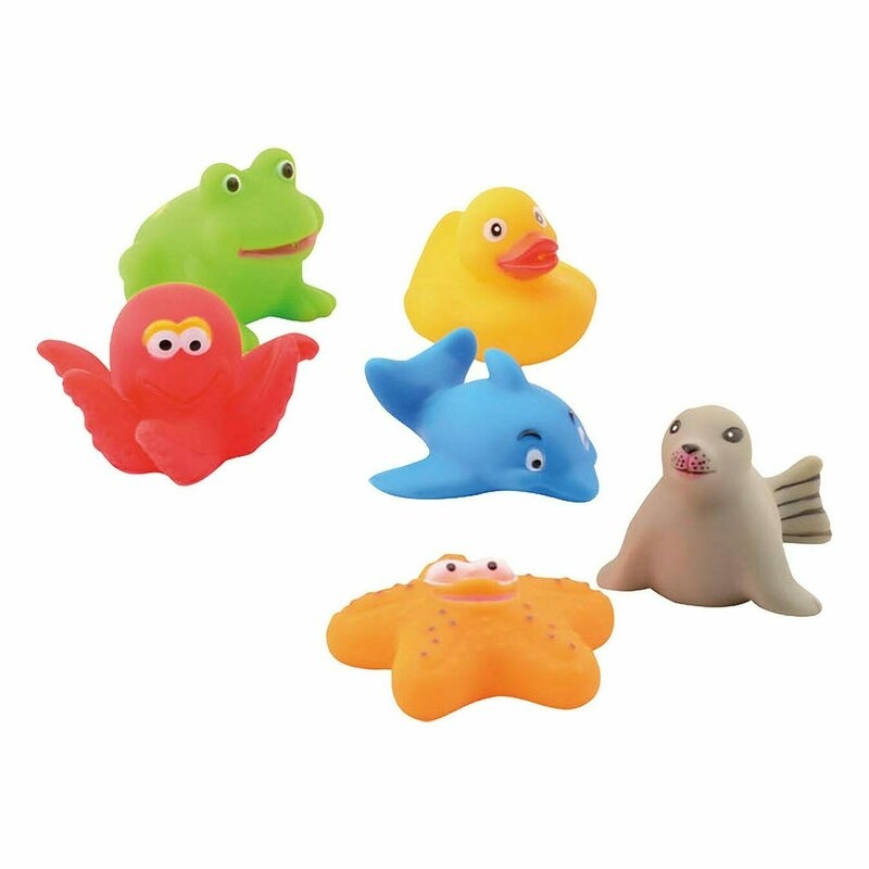 Happy World - Set jucarii de baie din cauciuc, 6 buc, 6 luni+, Multicolor