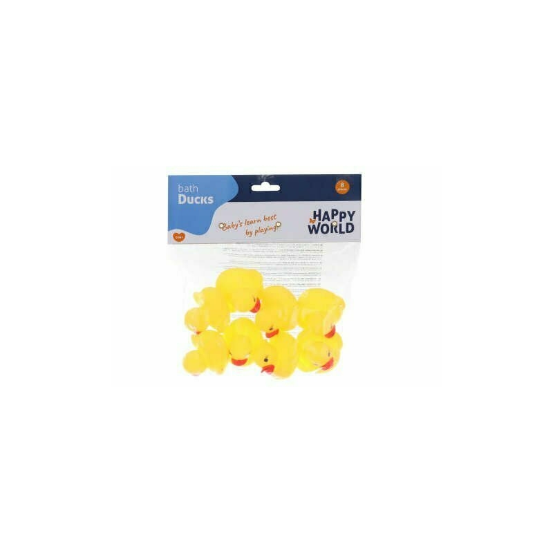 Happy World - Set ratuste de baie din cauciuc, 8 buc, 5.5 cm, Galben