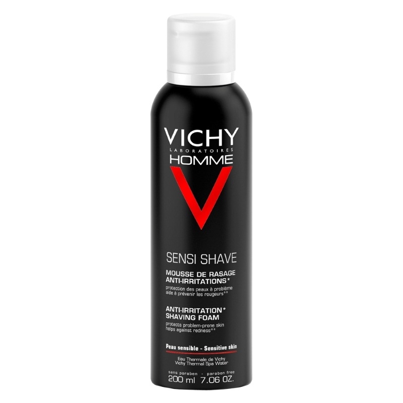 Homme spuma pentru barbierit cu tripla protectie fara sapun, 200ml, Vichy