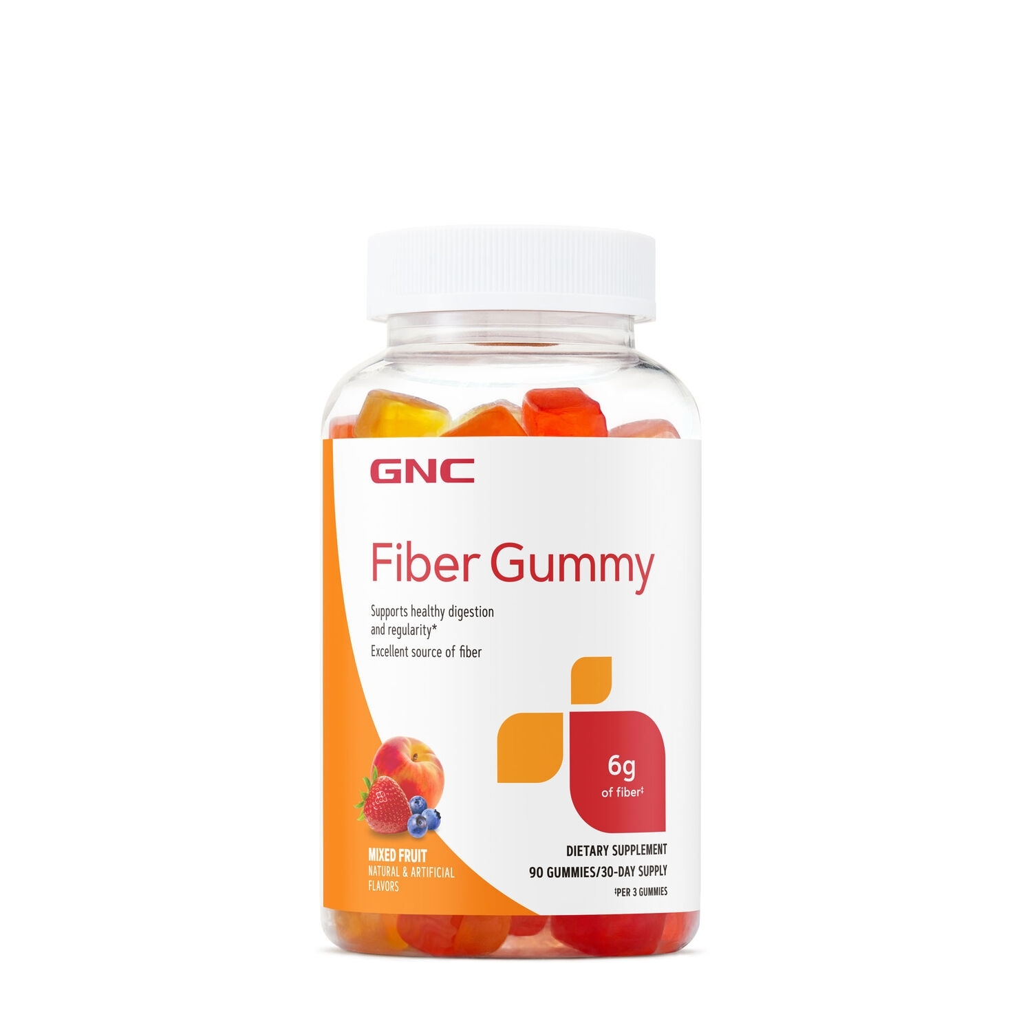 Jeleuri cu fibre cu aroma de fructe asortate, 90 jeleuri, GNC