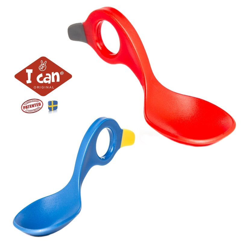 I CAN - Set 2 lingurite cu multiple modalitati de prindere, Red/Blue