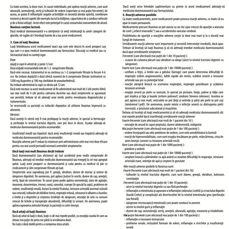 Ibusinus Raceala si Gripa, 200 mg/30 mg, 20 comprimate filmate, Labormed