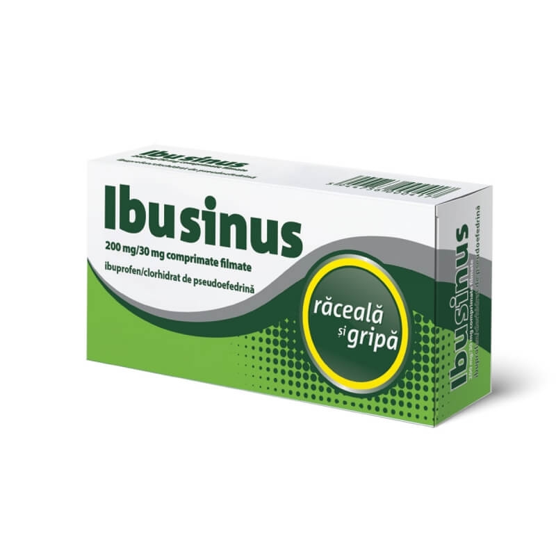 Ibusinus Raceala si Gripa, 200 mg/30 mg, 20 comprimate filmate, Labormed