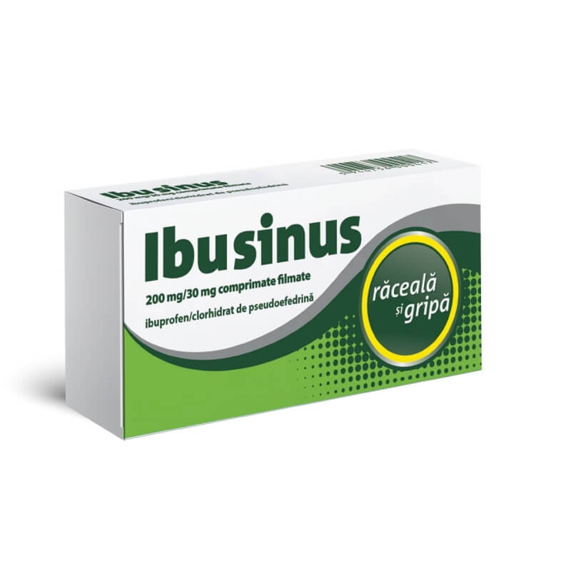 Ibusinus Raceala si Gripa, 200 mg/30 mg, 20 comprimate filmate, Labormed