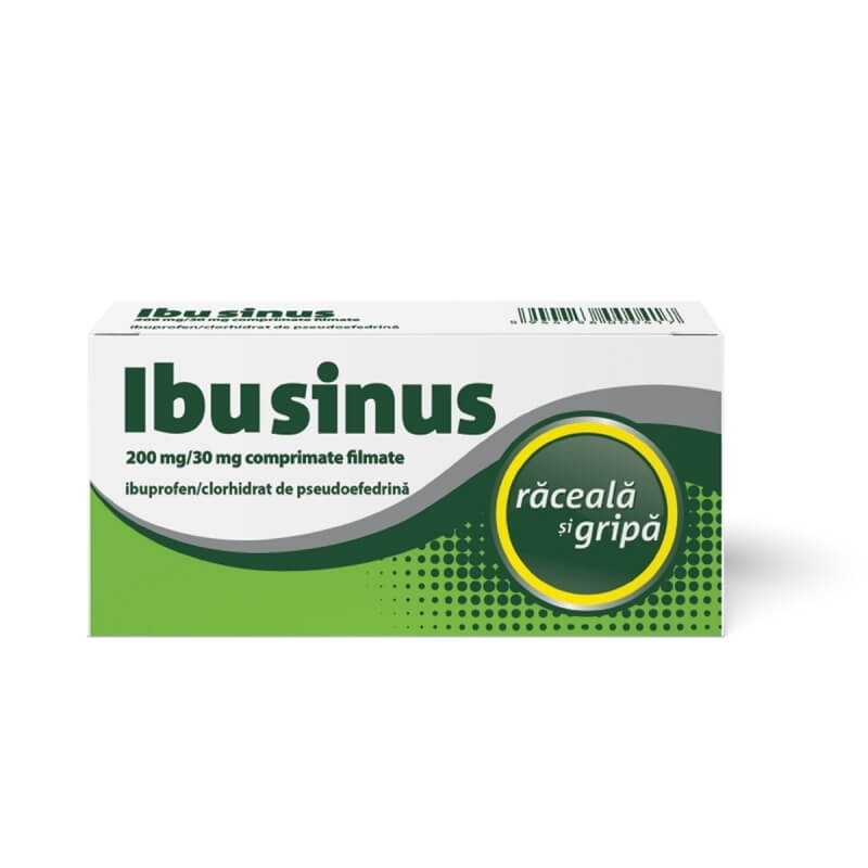 Ibusinus Raceala si Gripa, 200 mg/30 mg, 20 comprimate filmate, Labormed