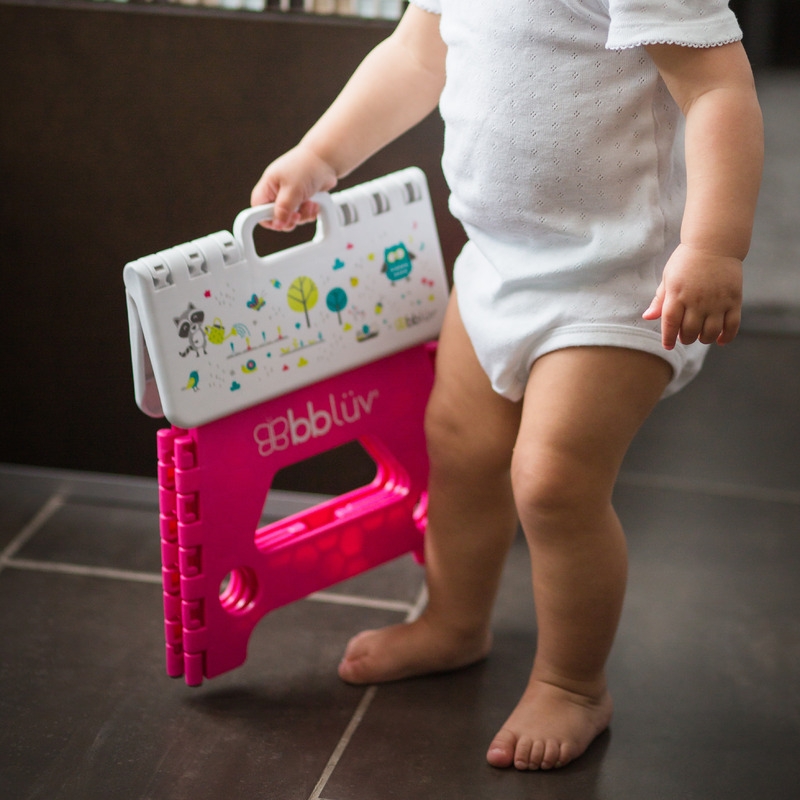 Inaltator de baie pliabil, Step, Practic si usor de transportat, Rezistent pana la 113 Kg, Bbluv, Pink