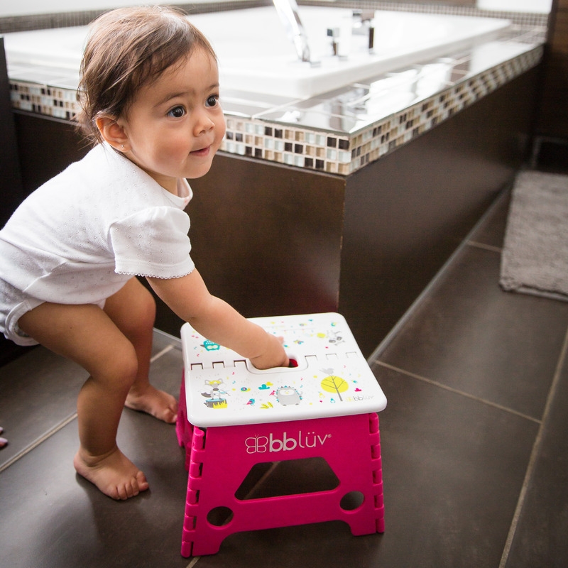Inaltator de baie pliabil, Step, Practic si usor de transportat, Rezistent pana la 113 Kg, Bbluv, Pink