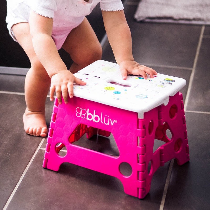 Inaltator de baie pliabil, Step, Practic si usor de transportat, Rezistent pana la 113 Kg, Bbluv, Pink