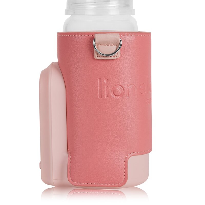 Incalzitor biberoane, Lionelo, ThermUp Go Evo, Portabil, Cu 5 niveluri de incalzire, Cu buton Safety Control, Mentinere caldura pana la 9h, Incarcare USB, Roz