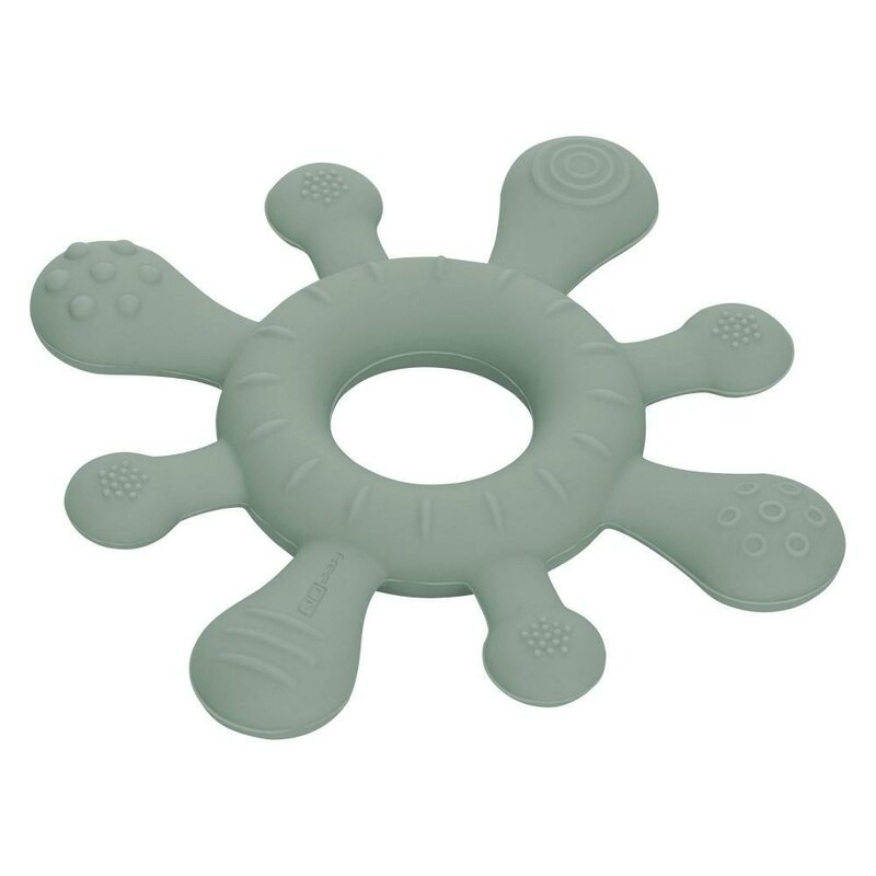 Inel de dentitie, FreeON, Pentru masajul gingiilor, Cu diverse texturi, Din silicon, Fara BPA, 3 luni+, Verde